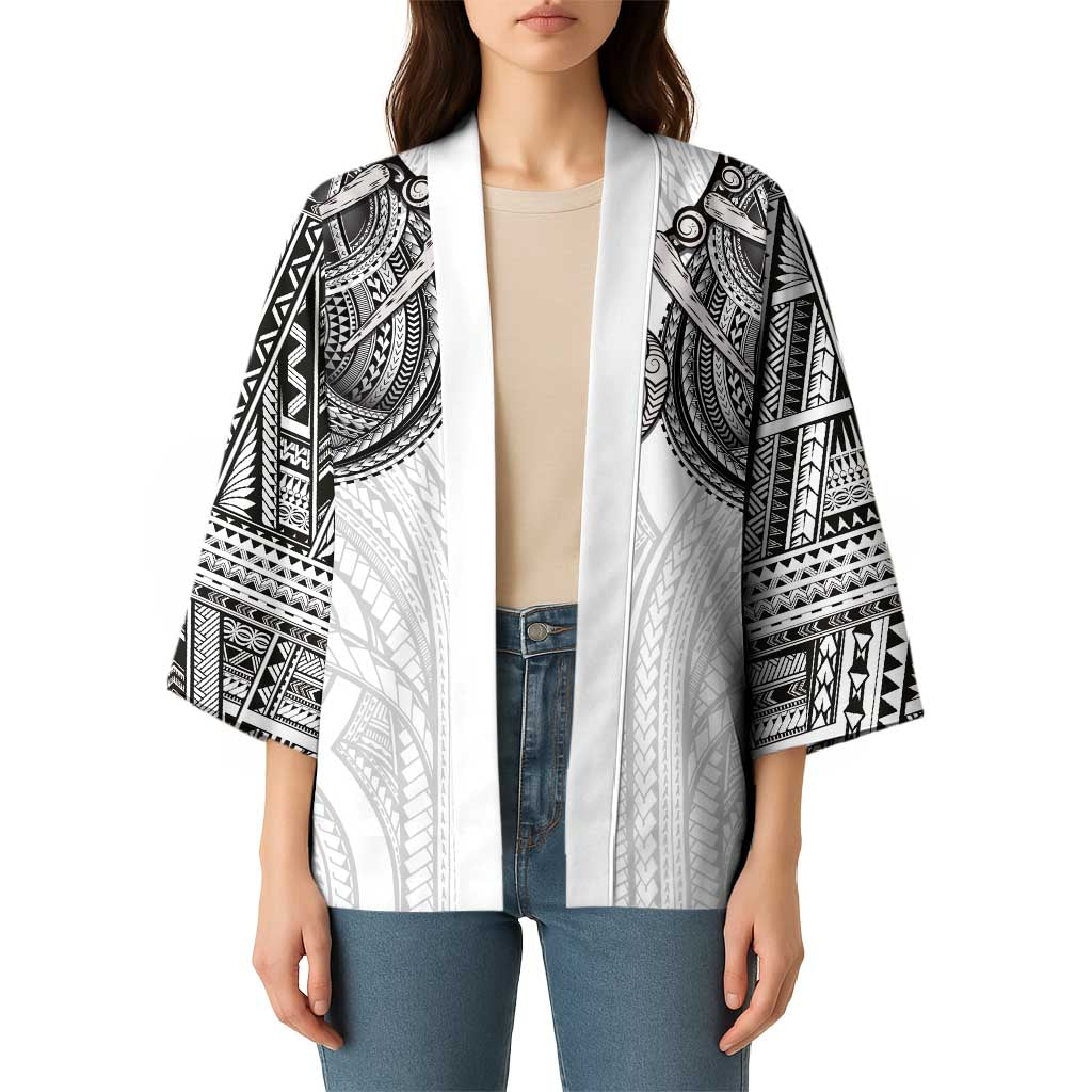 Samoan Traditional Art Tattoos Kimono Tatau Tribal Motifs with Ula Nifo White - Polynesian Pride