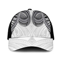 Samoan Traditional Art Tattoos Mesh Trucker Cap Tatau Tribal Motifs with Ula Nifo White - Polynesian Pride
