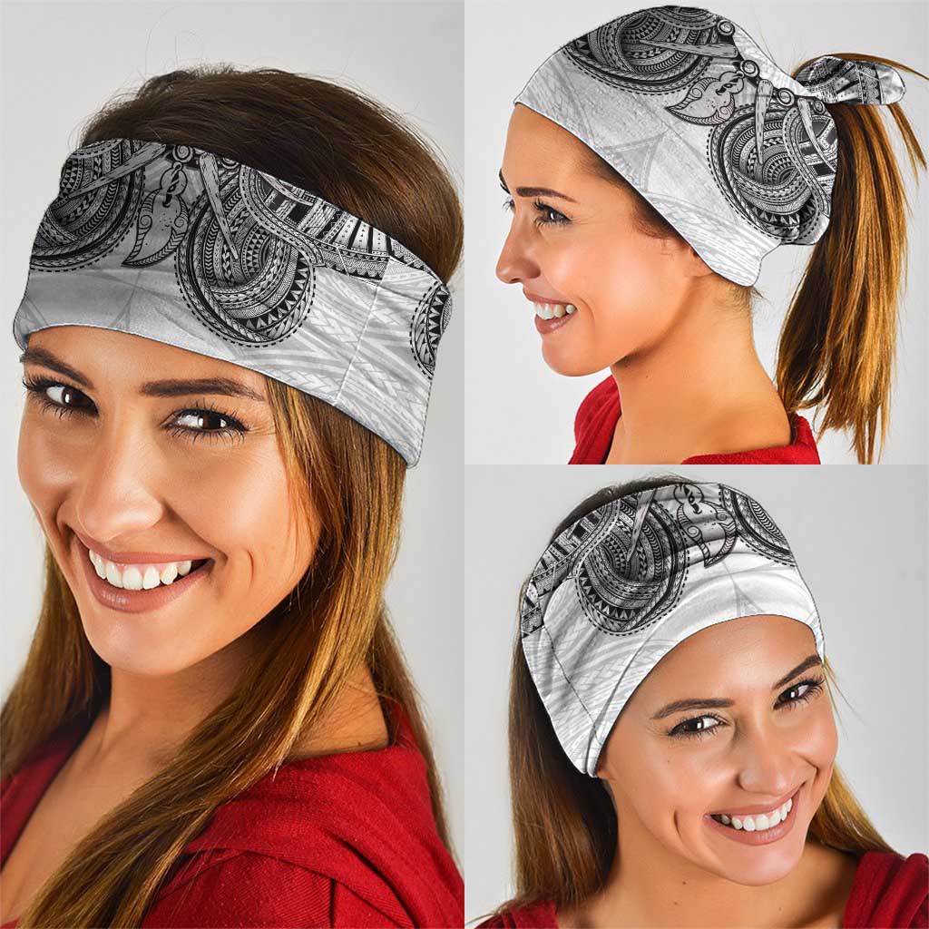 Samoan Traditional Art Tattoos Neck Gaiter Tatau Tribal Motifs with Ula Nifo White - Polynesian Pride
