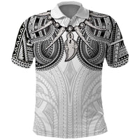 Samoan Traditional Art Tattoos Polo Shirt Tatau Tribal Motifs with Ula Nifo White - Polynesian Pride