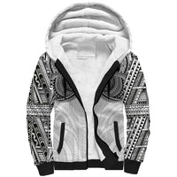 Samoan Traditional Art Tattoos Sherpa Hoodie Tatau Tribal Motifs with Ula Nifo White - Polynesian Pride