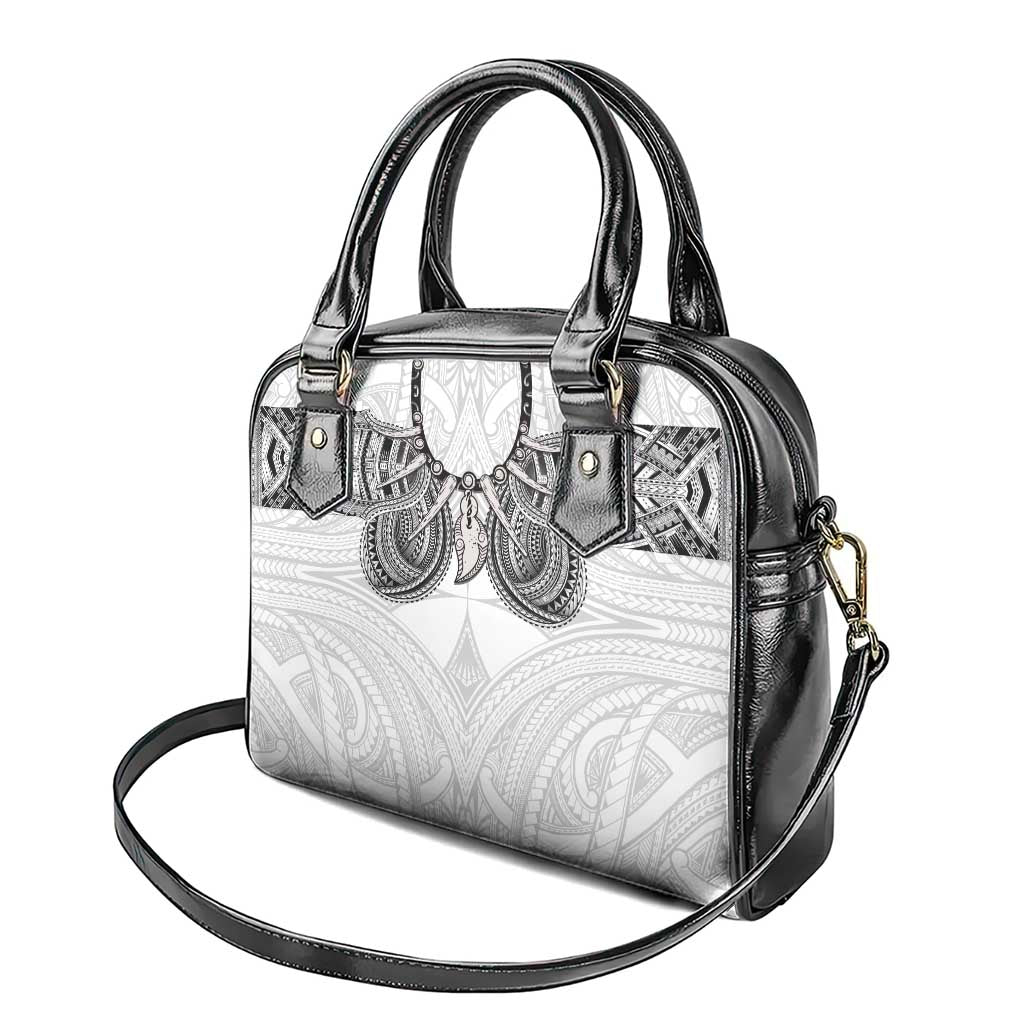 Samoan Traditional Art Tattoos Shoulder Handbag Tatau Tribal Motifs with Ula Nifo White - Polynesian Pride