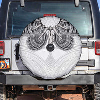 Samoan Traditional Art Tattoos Spare Tire Cover Tatau Tribal Motifs with Ula Nifo White LT03 White - Polynesian Pride
