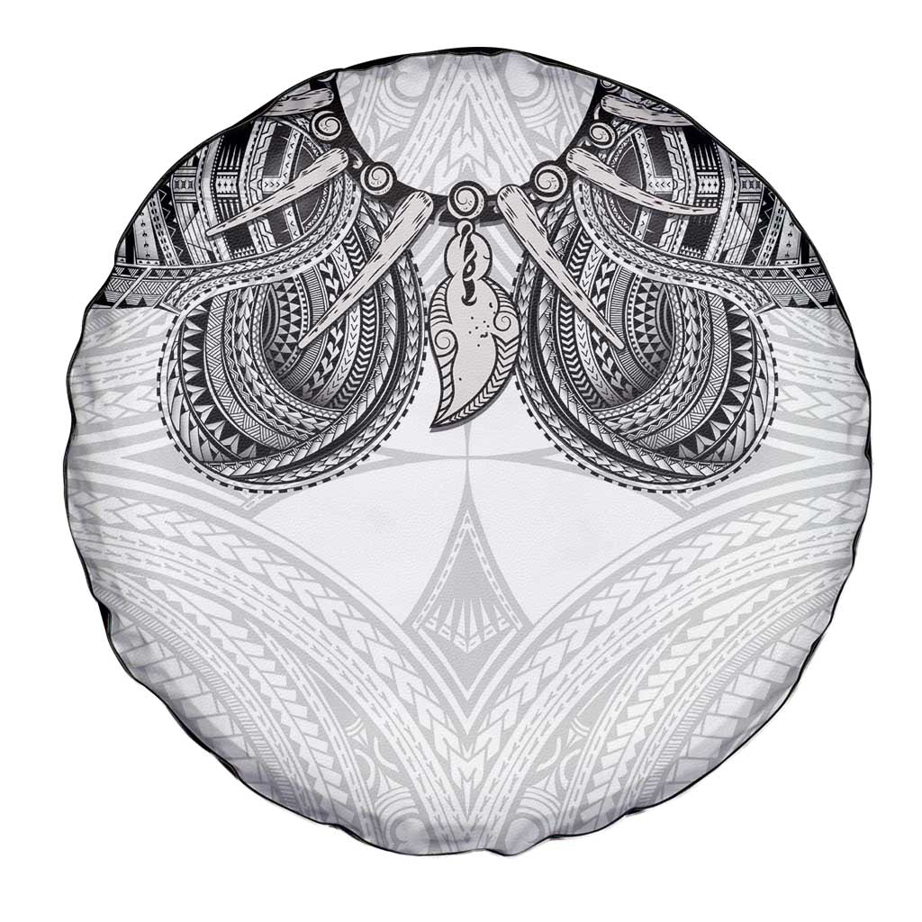 Samoan Traditional Art Tattoos Spare Tire Cover Tatau Tribal Motifs with Ula Nifo White LT03 - Polynesian Pride