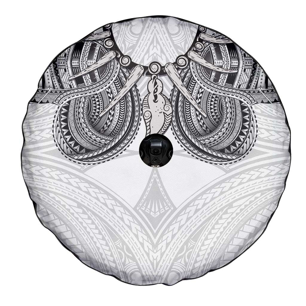 Samoan Traditional Art Tattoos Spare Tire Cover Tatau Tribal Motifs with Ula Nifo White LT03 - Polynesian Pride