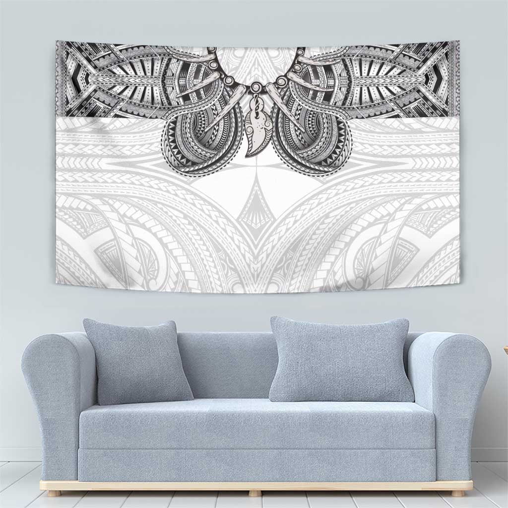 Samoan Traditional Art Tattoos Tapestry Tatau Tribal Motifs with Ula Nifo White - Polynesian Pride