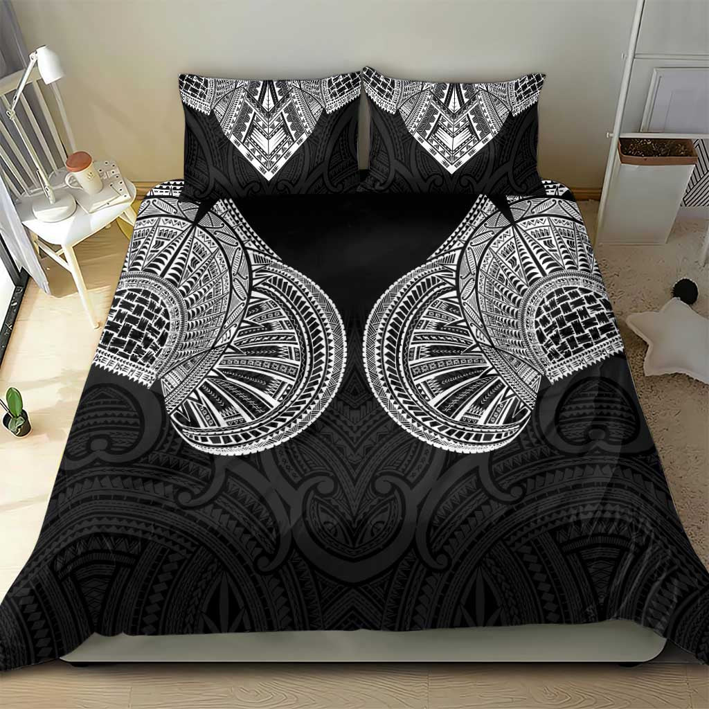 Samoan Traditional Art Tattoos Bedding Set Tatau Roman Reigns Black Color - Polynesian Pride