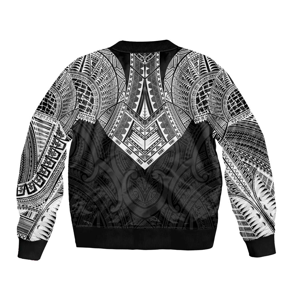 Samoan Traditional Art Tattoos Bomber Jacket Tatau Roman Reigns Black Color - Polynesian Pride