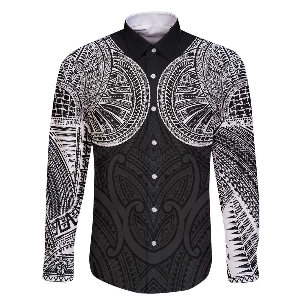 Samoan Traditional Art Tattoos Family Matching Short Sleeve Bodycon Dress and Hawaiian Shirt Tatau Roman Reigns Black Color - Polynesian Pride