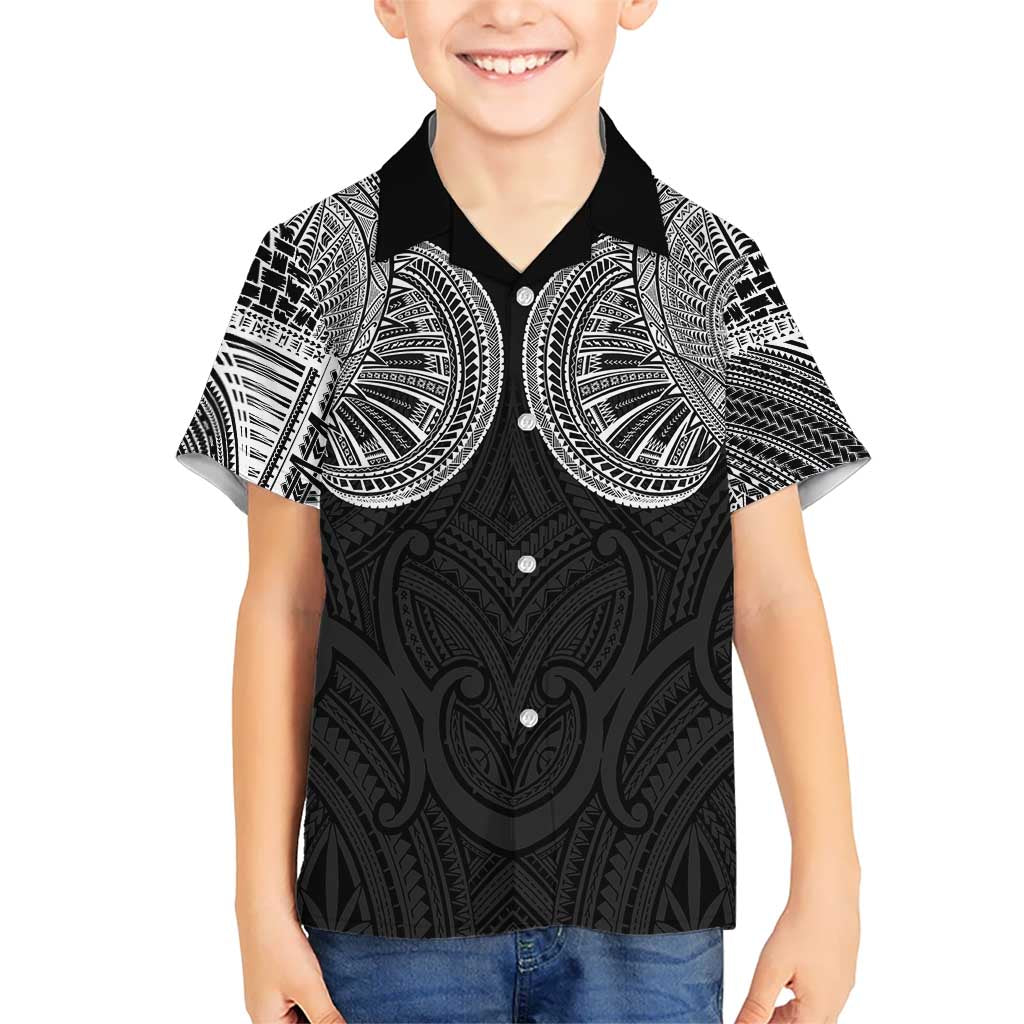Samoan Traditional Art Tattoos Kid Hawaiian Shirt Tatau Roman Reigns Black Color LT03 Kid Black - Polynesian Pride
