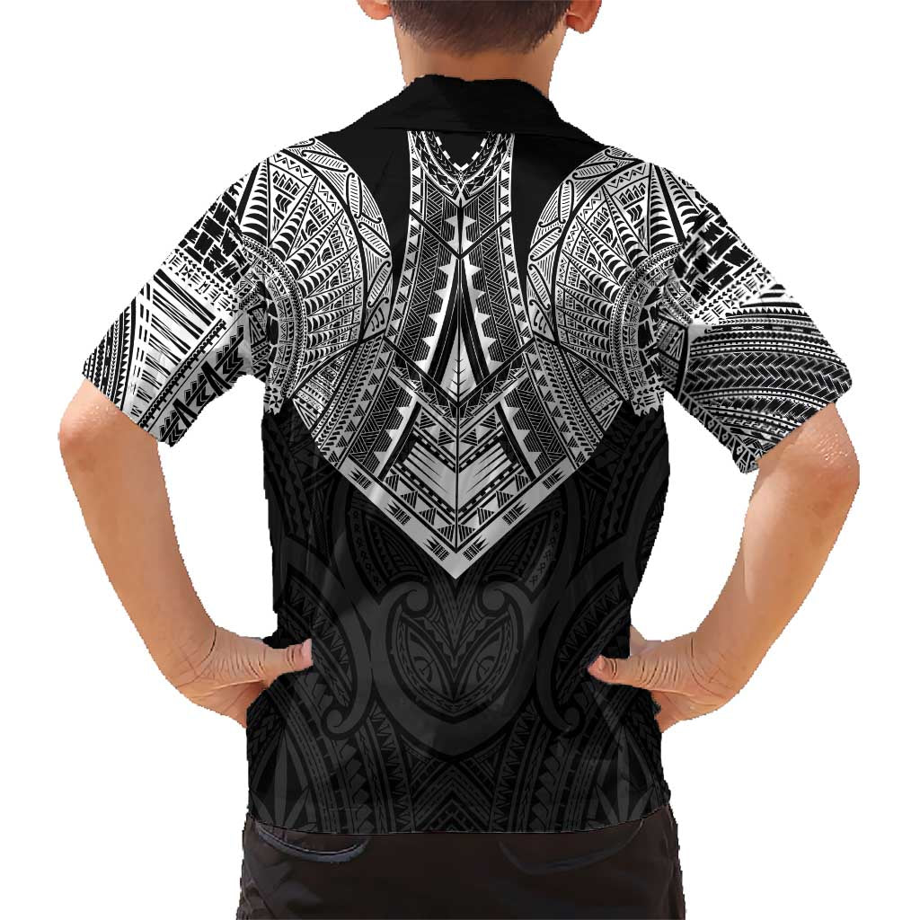 Samoan Traditional Art Tattoos Kid Hawaiian Shirt Tatau Roman Reigns Black Color LT03 - Polynesian Pride
