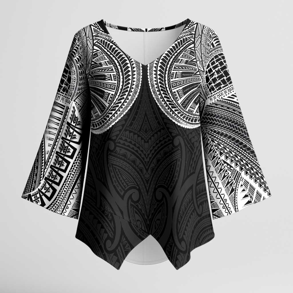 Samoan Traditional Art Tattoos Kimono Sleeve Blouse Tatau Roman Reigns Black Color - Polynesian Pride