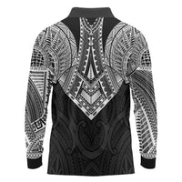 Samoan Traditional Art Tattoos Long Sleeve Polo Shirt Tatau Roman Reigns Black Color LT03 - Polynesian Pride