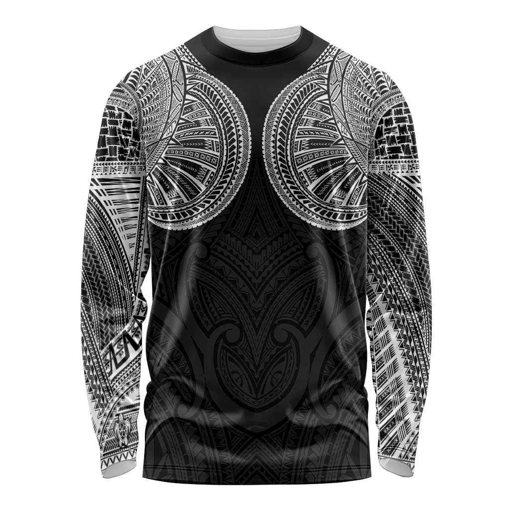 Samoan Traditional Art Tattoos Long Sleeve Shirt Tatau Roman Reigns Black Color - Polynesian Pride