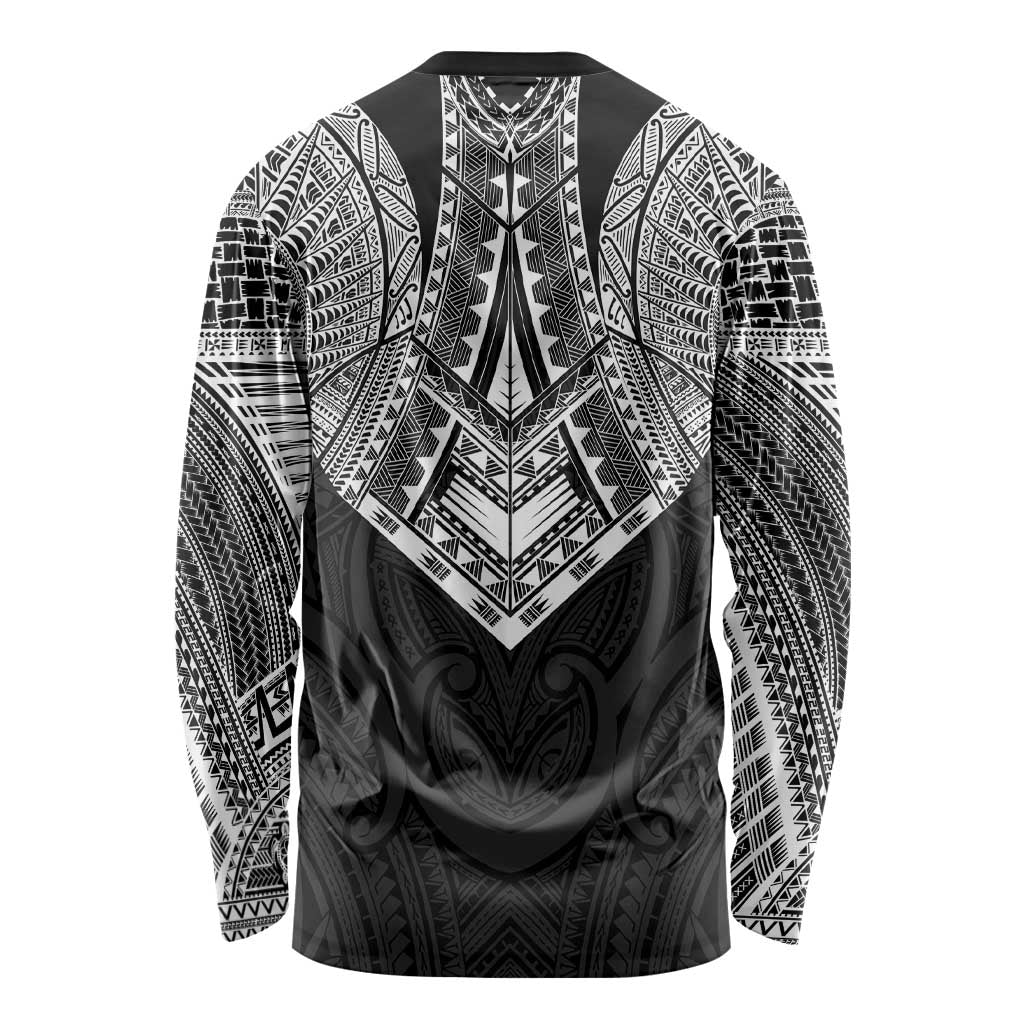 Samoan Traditional Art Tattoos Long Sleeve Shirt Tatau Roman Reigns Black Color - Polynesian Pride