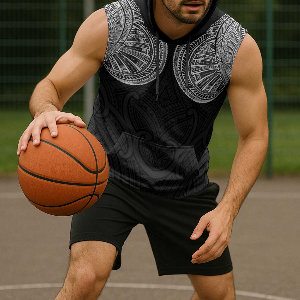 Samoan Traditional Art Tattoos Sleeveless Hoodie Tatau Roman Reigns Black Color LT03 - Polynesian Pride