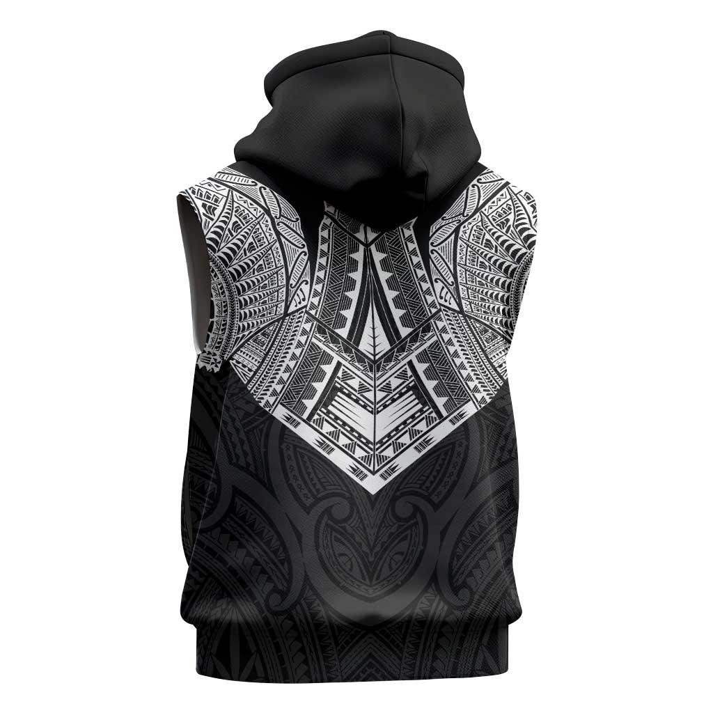 Samoan Traditional Art Tattoos Sleeveless Zip Hoodie Tatau Roman Reigns Black Color - Polynesian Pride