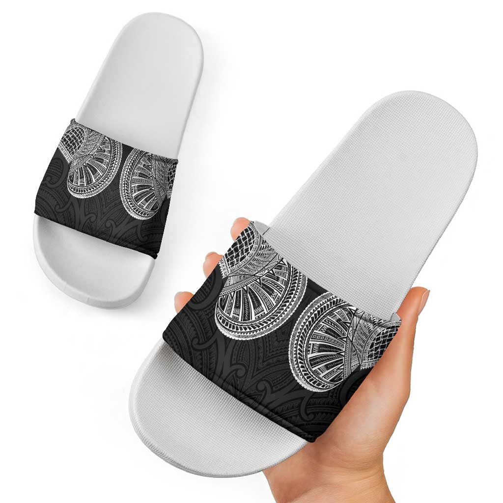 Samoan Traditional Art Tattoos Slide Sandals Tatau Roman Reigns Black Color - Polynesian Pride