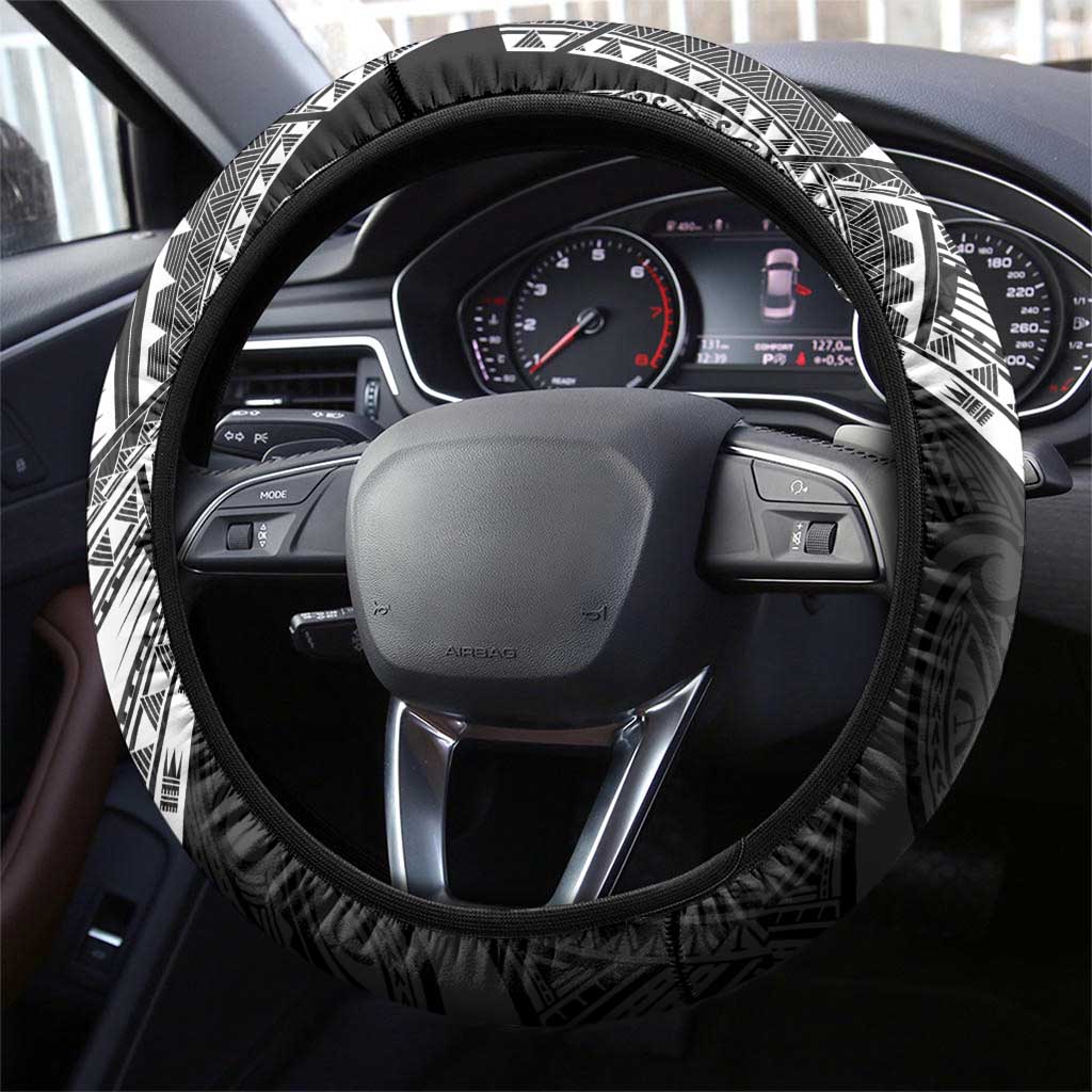 Samoan Traditional Art Tattoos Steering Wheel Cover Tatau Roman Reigns Black Color - Polynesian Pride