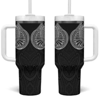 Samoan Traditional Art Tattoos Tumbler With Handle Tatau Roman Reigns Black Color - Polynesian Pride