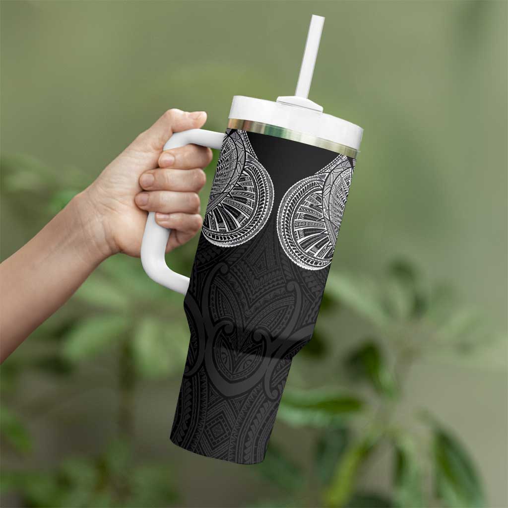 Samoan Traditional Art Tattoos Tumbler With Handle Tatau Roman Reigns Black Color - Polynesian Pride