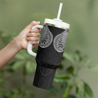 Samoan Traditional Art Tattoos Tumbler With Handle Tatau Roman Reigns Black Color - Polynesian Pride