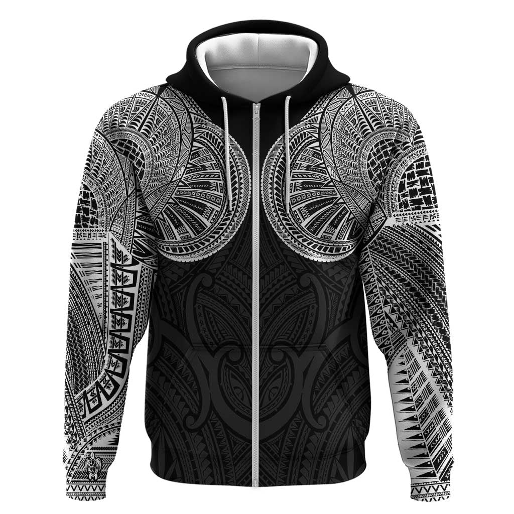 Samoan Traditional Art Tattoos Zip Hoodie Tatau Roman Reigns Black Color - Polynesian Pride