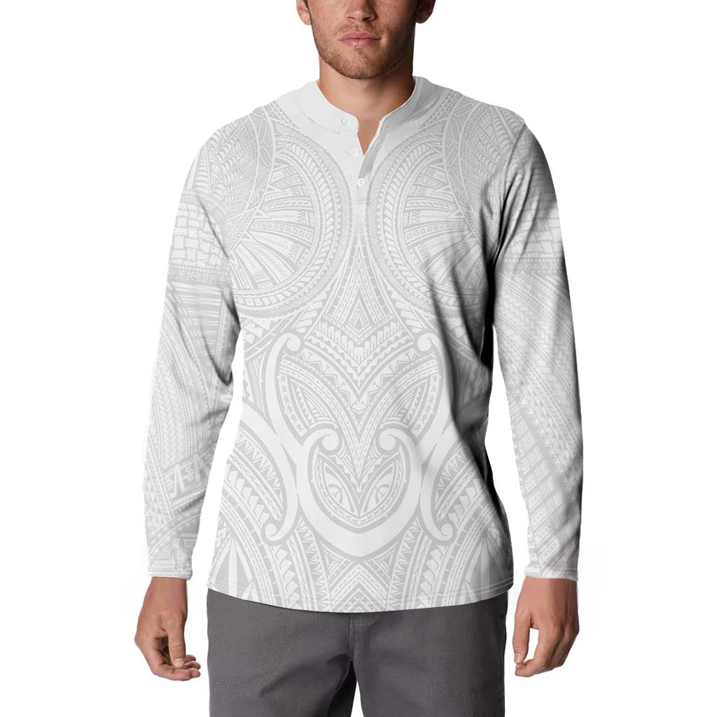 Samoan Traditional Art Tattoos Button Sweatshirt Tatau Roman Reigns White Color - Polynesian Pride