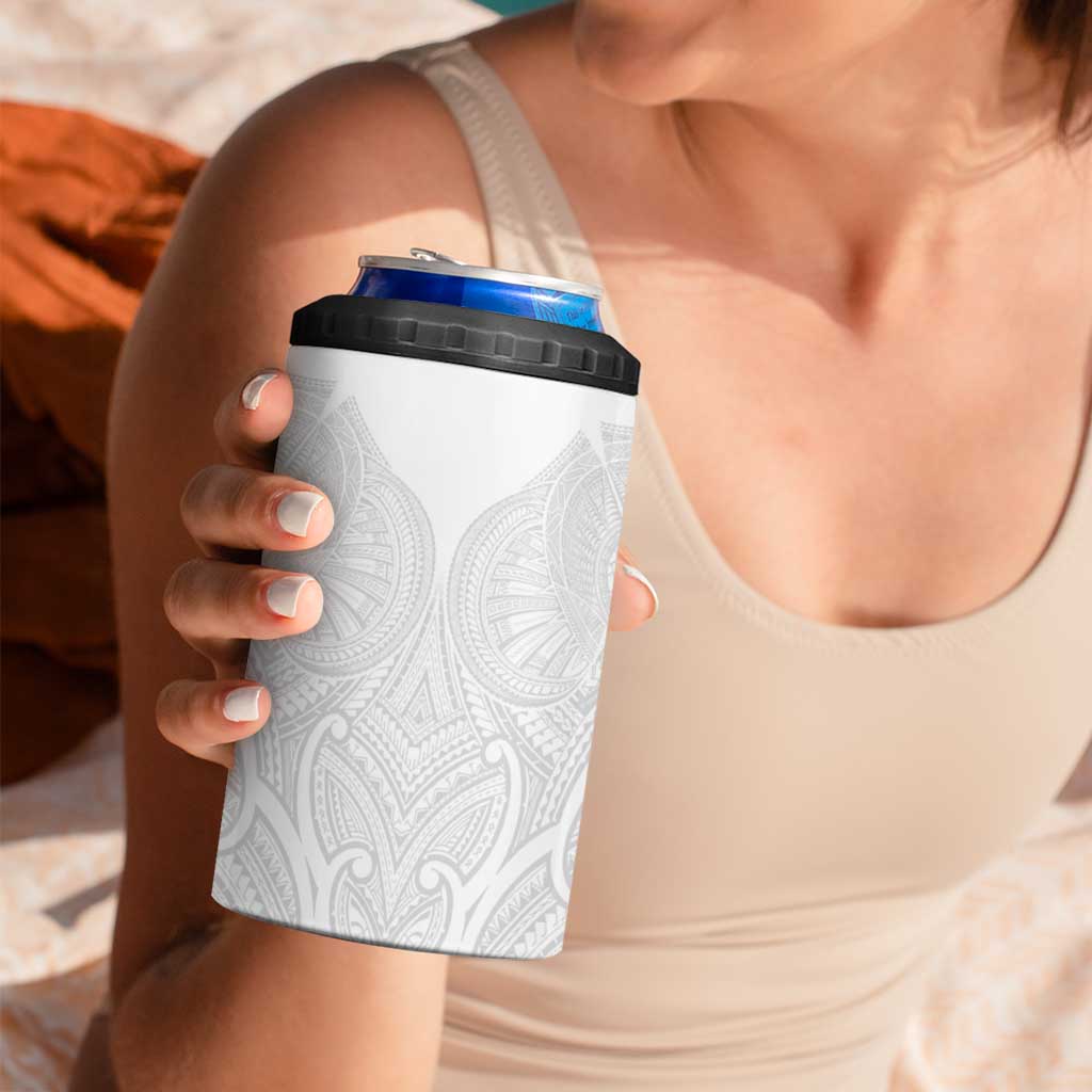Samoan Traditional Art Tattoos 4 in 1 Can Cooler Tumbler Tatau Roman Reigns White Color - Polynesian Pride