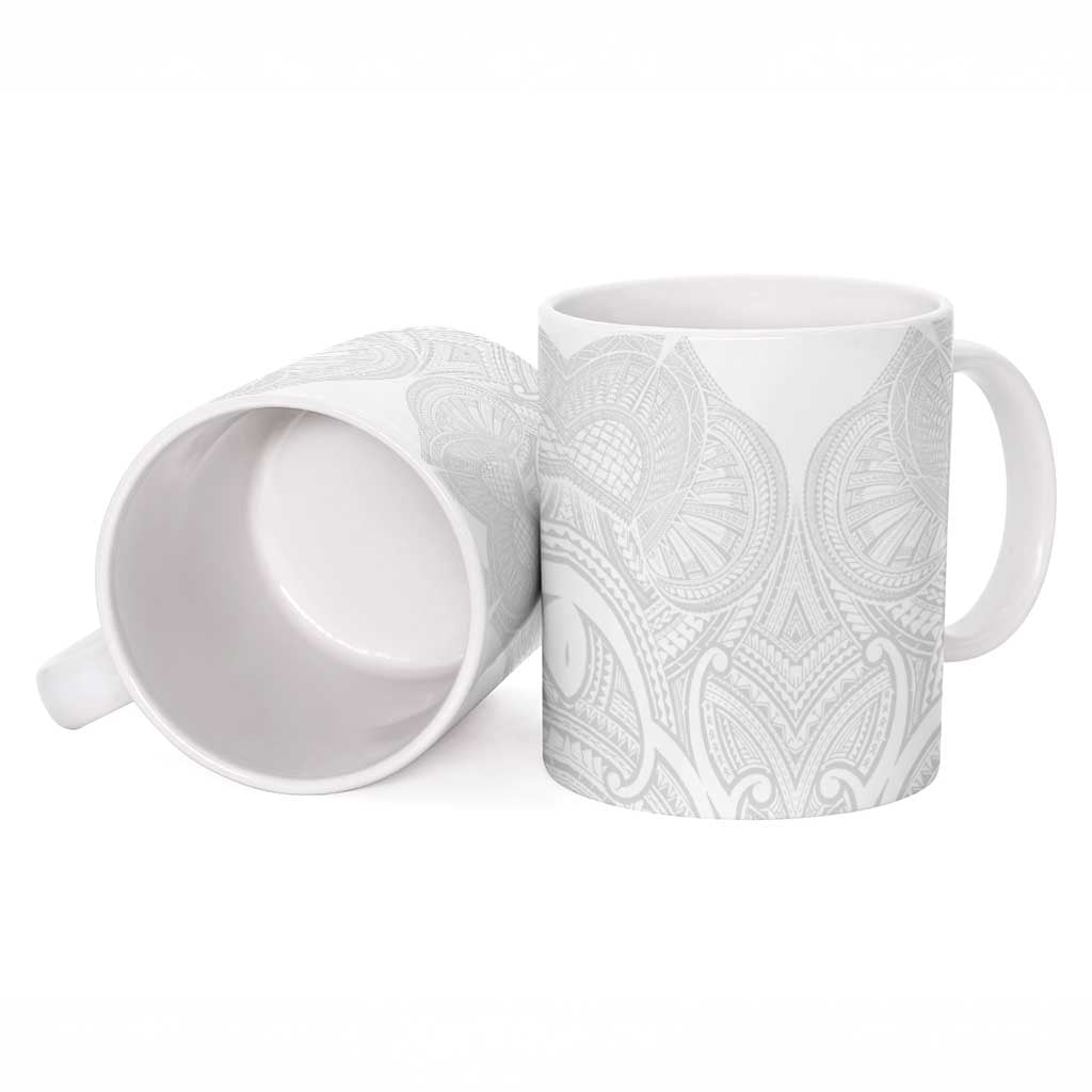 Samoan Traditional Art Tattoos Ceramic Mug Tatau Roman Reigns White Color - Polynesian Pride