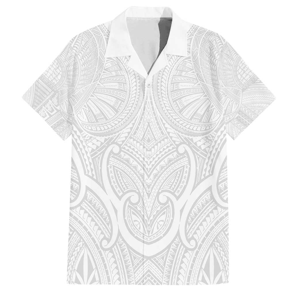 Samoan Traditional Art Tattoos Family Matching Off Shoulder Maxi Dress and Hawaiian Shirt Tatau Roman Reigns White Color - Polynesian Pride