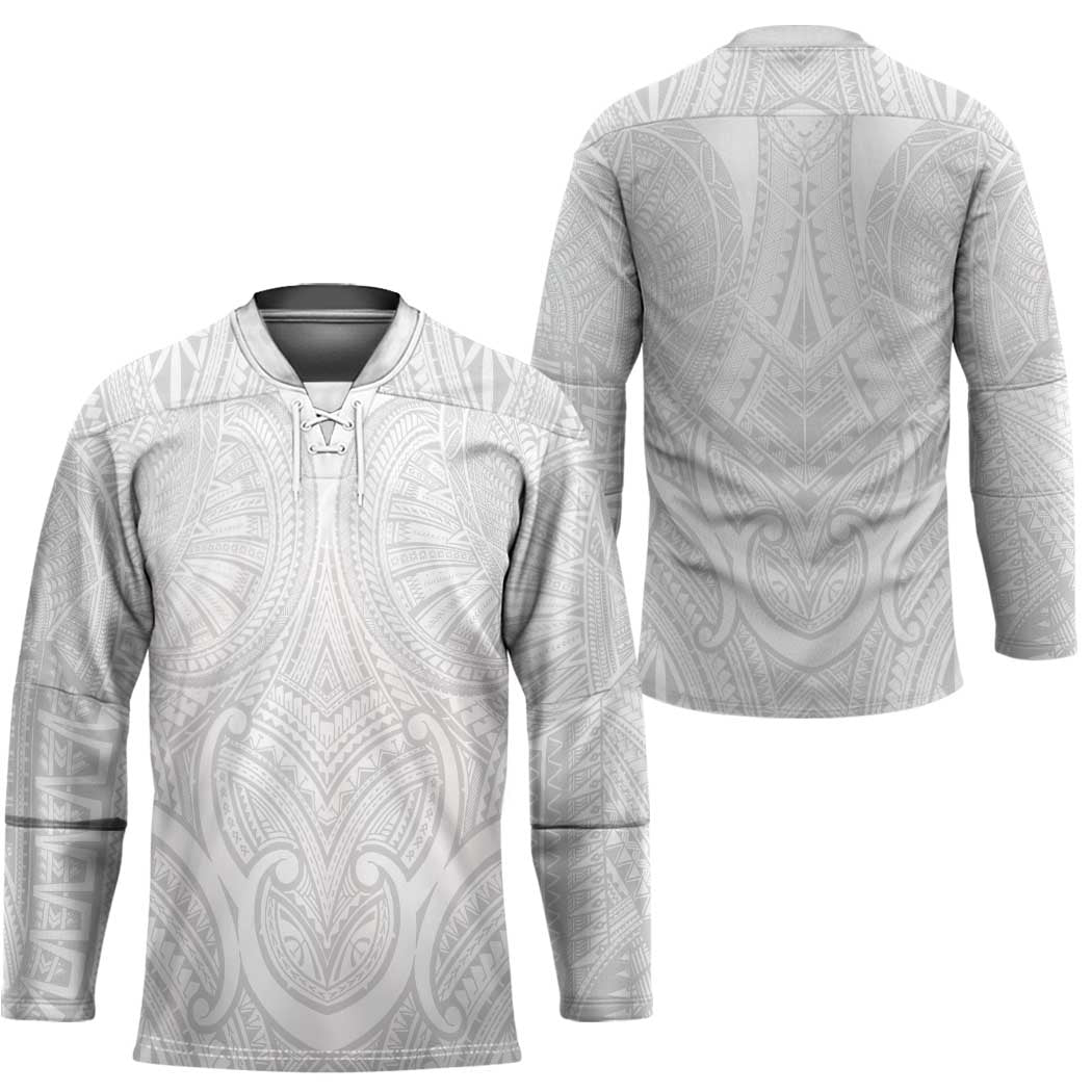 Samoan Traditional Art Tattoos Hockey Jersey Tatau Roman Reigns White Color - Polynesian Pride