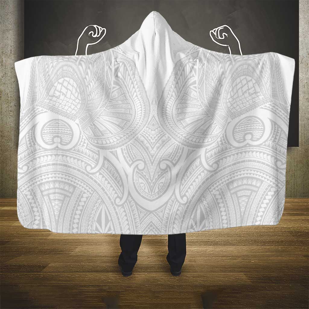 Samoan Traditional Art Tattoos Hooded Blanket Tatau Roman Reigns White Color - Polynesian Pride