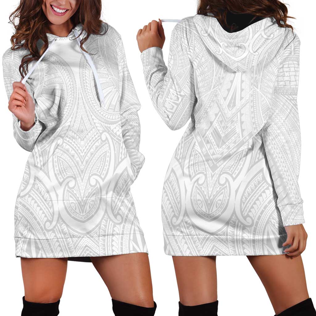 Samoan Traditional Art Tattoos Hoodie Dress Tatau Roman Reigns White Color - Polynesian Pride