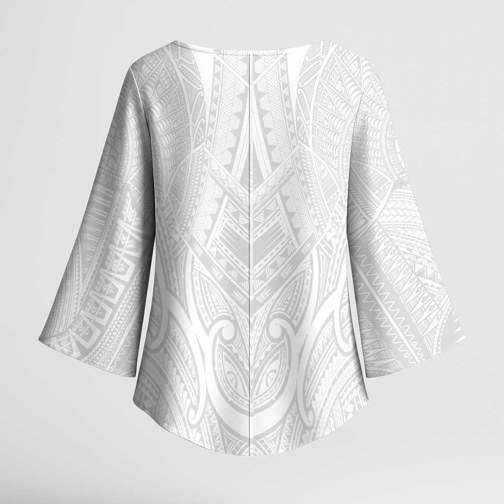 Samoan Traditional Art Tattoos Kimono Sleeve Blouse Tatau Roman Reigns White Color - Polynesian Pride