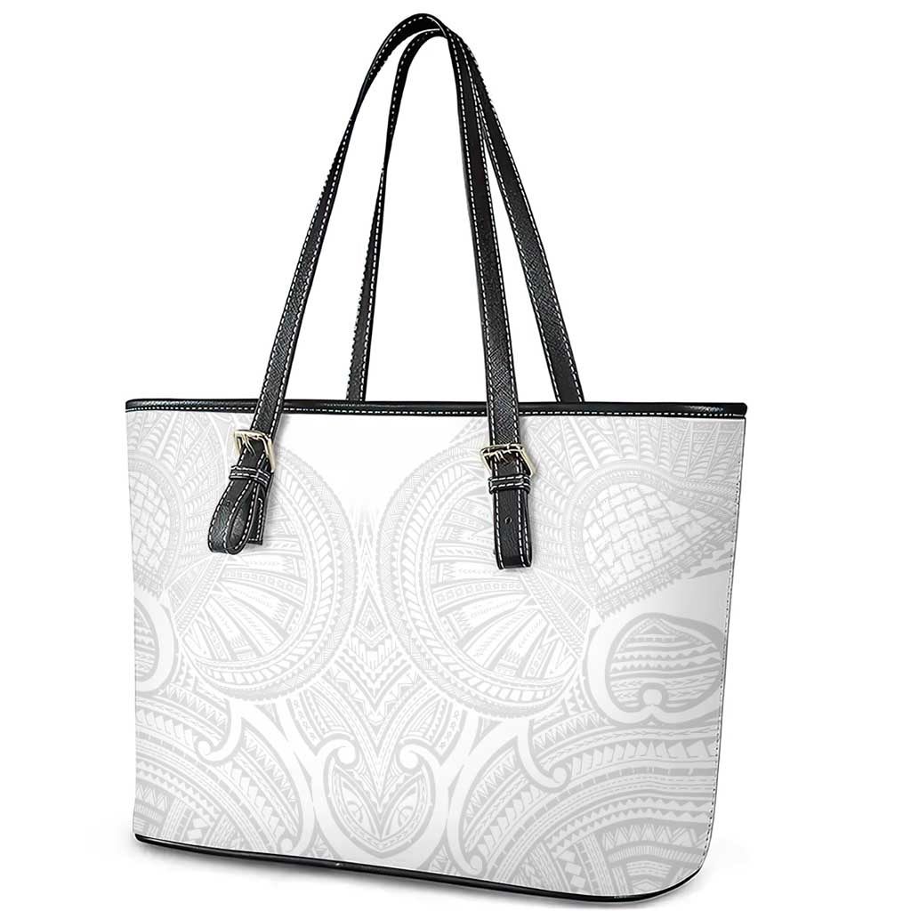 Samoan Traditional Art Tattoos Leather Tote Bag Tatau Roman Reigns White Color - Polynesian Pride