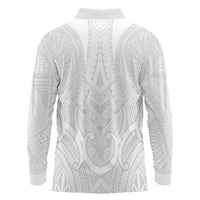 Samoan Traditional Art Tattoos Long Sleeve Polo Shirt Tatau Roman Reigns White Color LT03 - Polynesian Pride