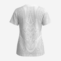 Samoan Traditional Art Tattoos Scrub Top Tatau Roman Reigns White Color - Polynesian Pride