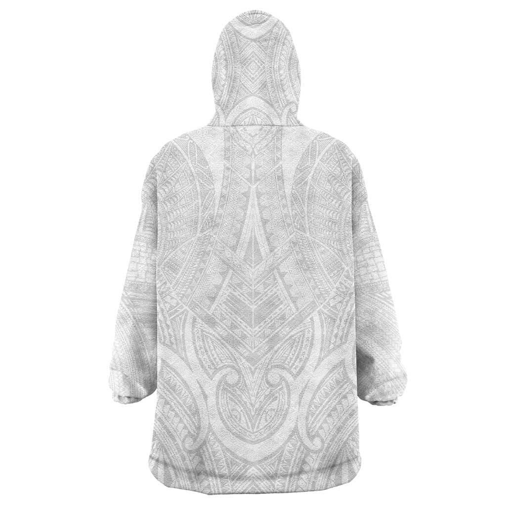 Samoan Traditional Art Tattoos Wearable Blanket Hoodie Tatau Roman Reigns White Color - Polynesian Pride