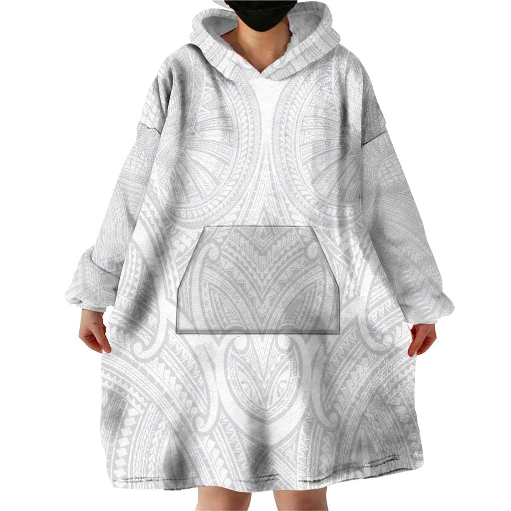 Samoan Traditional Art Tattoos Wearable Blanket Hoodie Tatau Roman Reigns White Color - Polynesian Pride