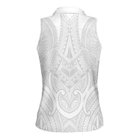 Samoan Traditional Art Tattoos Women Sleeveless Polo Shirt Tatau Roman Reigns White Color LT03 - Polynesian Pride