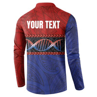 Personalised Samoan DNA-Proud of Samoa Button Sweatshirt Polynesian Patterns - Polynesian Pride