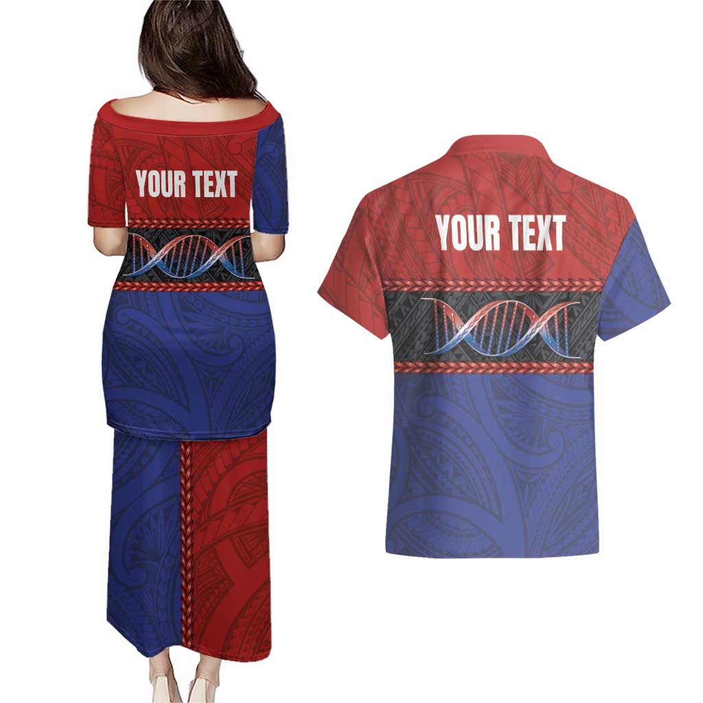 Personalised Samoan DNA-Proud of Samoa Couples Matching Puletasi and Hawaiian Shirt Polynesian Patterns - Polynesian Pride
