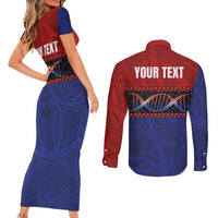 Personalised Samoan DNA-Proud of Samoa Couples Matching Short Sleeve Bodycon Dress and Long Sleeve Button Shirt Polynesian Patterns - Polynesian Pride