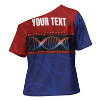 Personalised Samoan DNA-Proud of Samoa Cross Shoulder Shirt Polynesian Patterns - Polynesian Pride