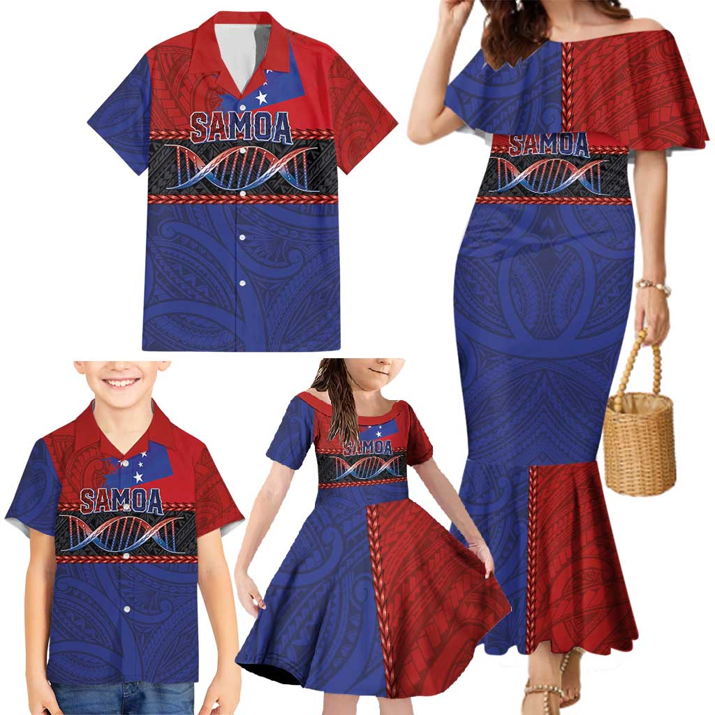 Personalised Samoan DNA-Proud of Samoa Family Matching Mermaid Dress and Hawaiian Shirt Polynesian Patterns - Polynesian Pride