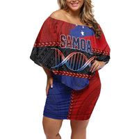 Personalised Samoan DNA-Proud of Samoa Family Matching Off Shoulder Short Dress and Hawaiian Shirt Polynesian Patterns - Polynesian Pride