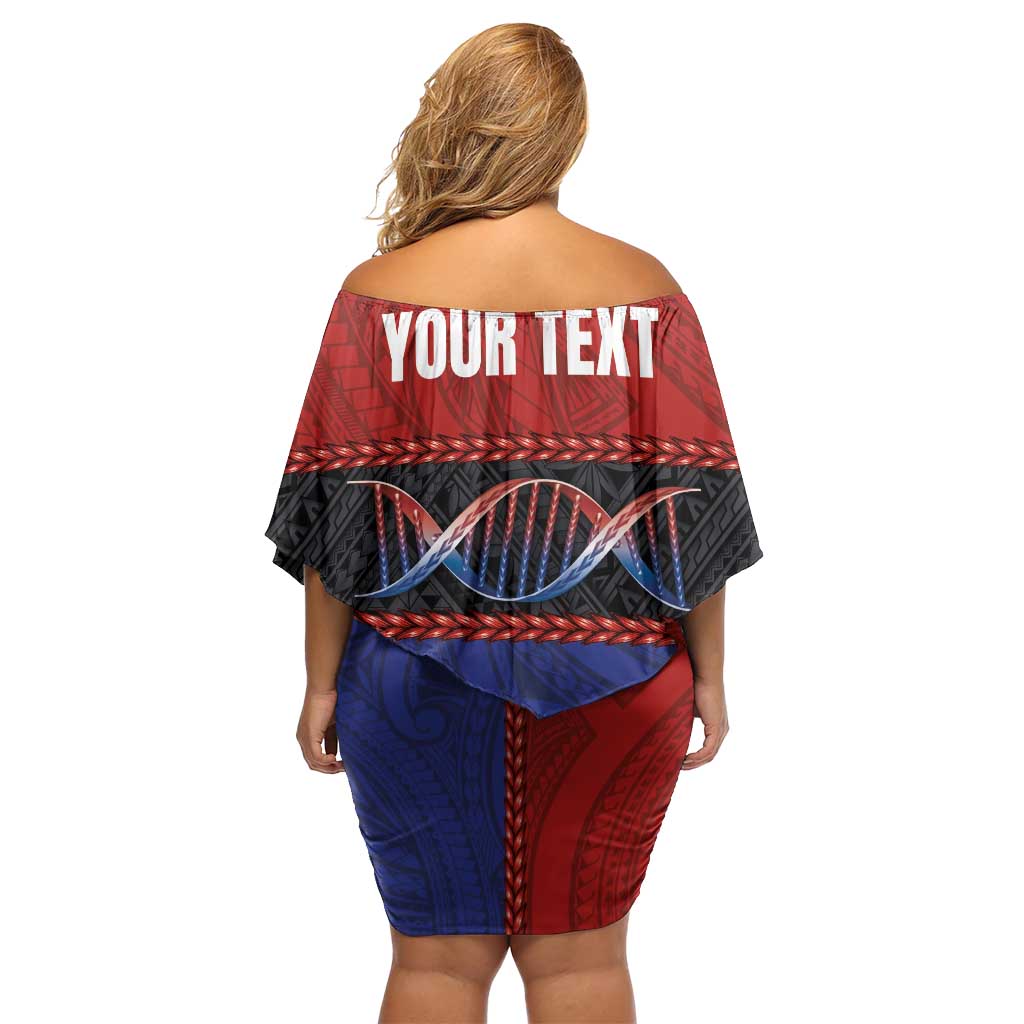 Personalised Samoan DNA-Proud of Samoa Family Matching Off Shoulder Short Dress and Hawaiian Shirt Polynesian Patterns - Polynesian Pride