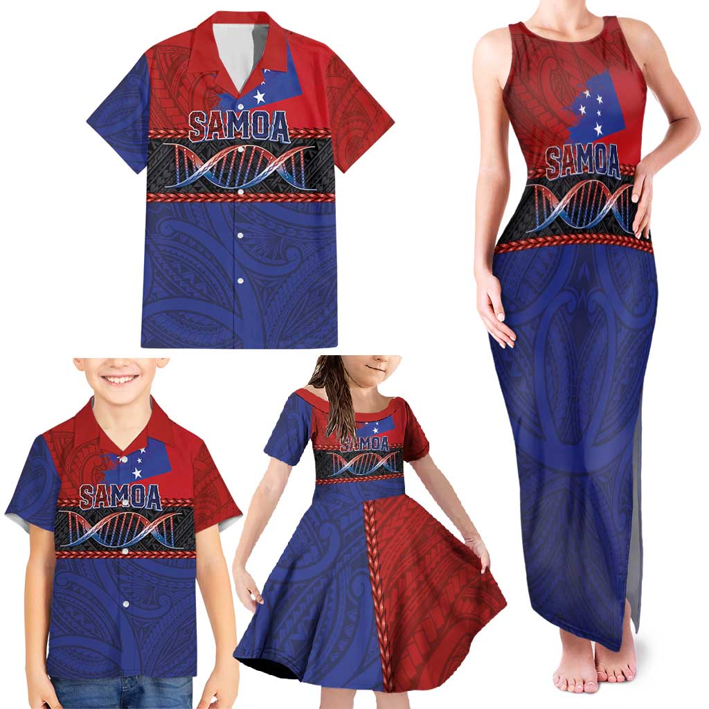 Personalised Samoan DNA-Proud of Samoa Family Matching Tank Maxi Dress and Hawaiian Shirt Polynesian Patterns - Polynesian Pride