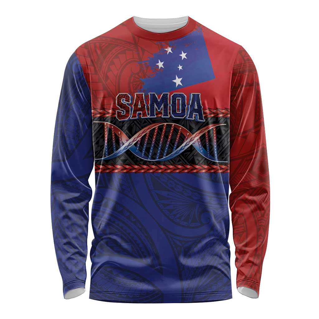 Personalised Samoan DNA-Proud of Samoa Long Sleeve Shirt Polynesian Patterns - Polynesian Pride